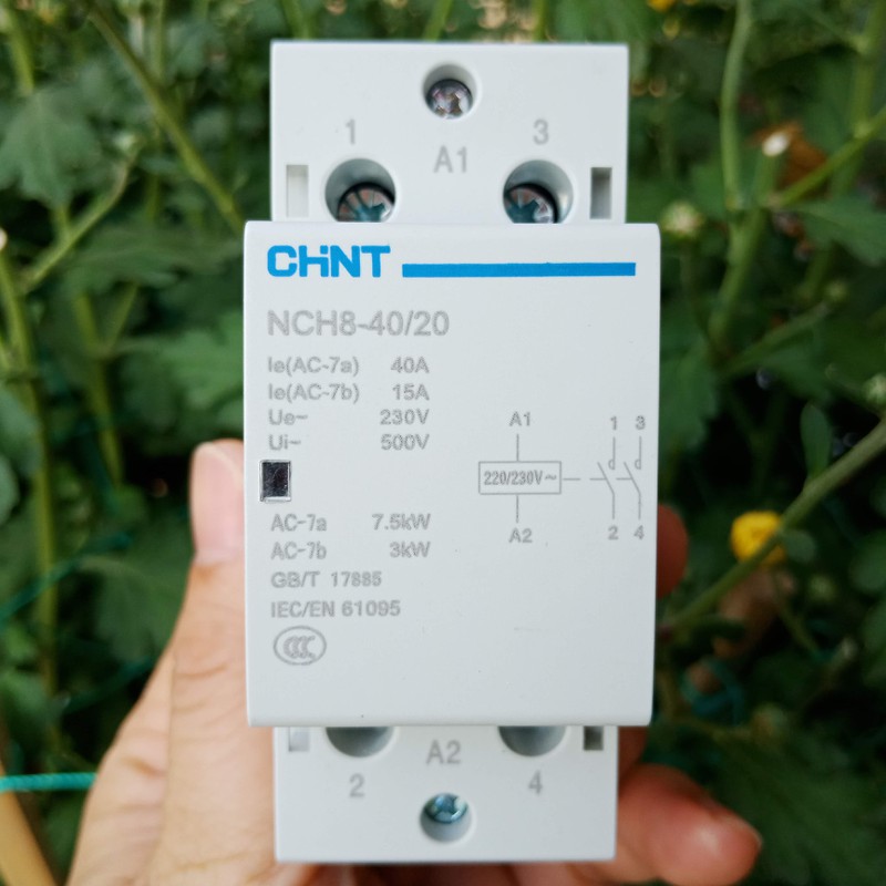 Khởi động từ, contactor 1 pha CHINT NCH8 40A/220V (Xám)