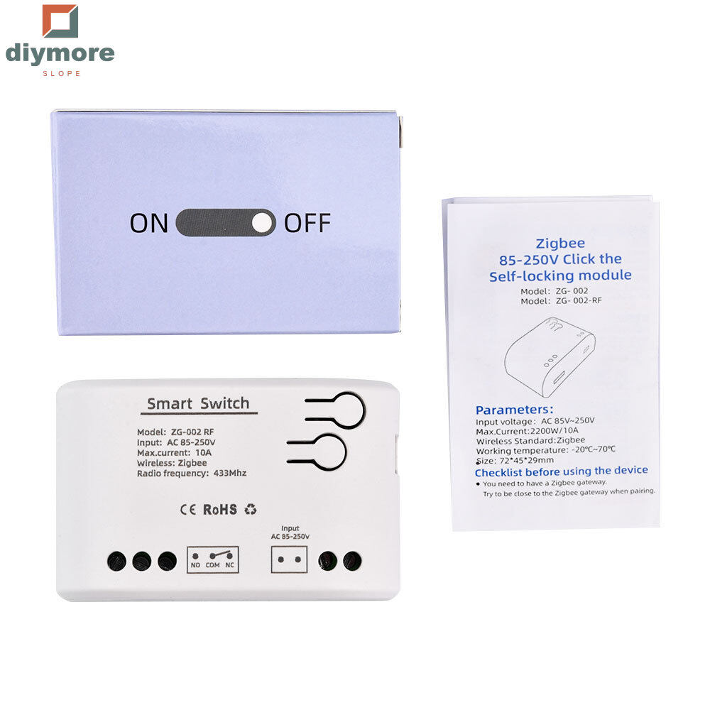Ziqqucu  Zigbee Wireless RF Remote Control Relay Switch Support Goolge Home Voice Assistant Control AC85-250V 1CH