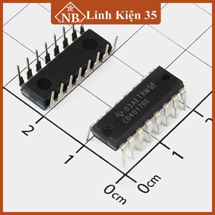CD4017, IC đếm thập phân CD4017 chân cắm DIP16/ chân dán SOP16