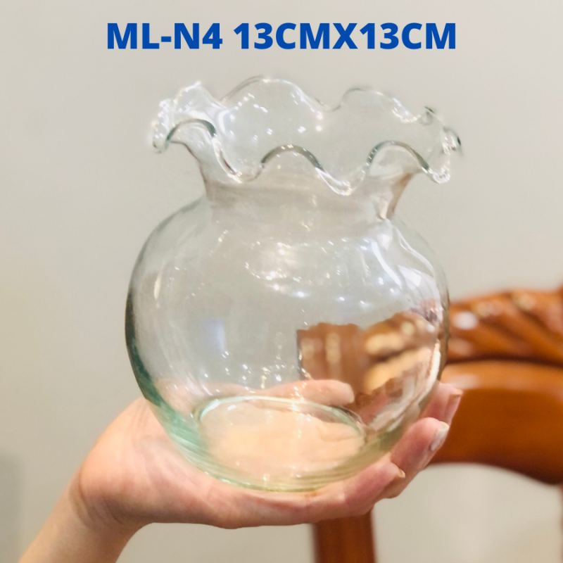 Chậu trồng được 3 cây phát tài , hồ cá thủy tinh thủy sinh phong thủy để bàn bầu tai bèo size 13x13cm mini fishtank hydroponic ML-N4