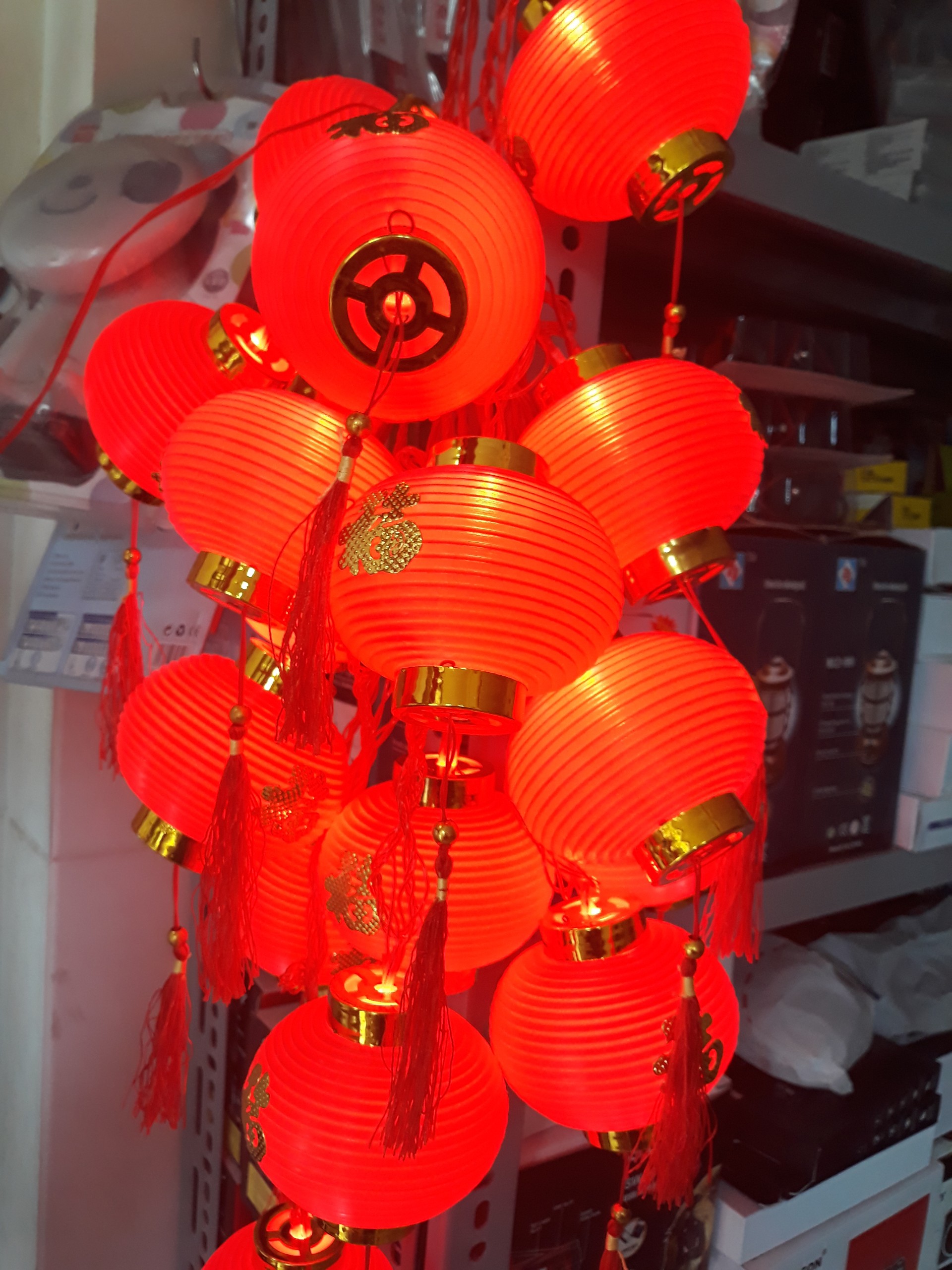 [HCM] wire red lantern decorative braid-wire long 5m (8x8cm)