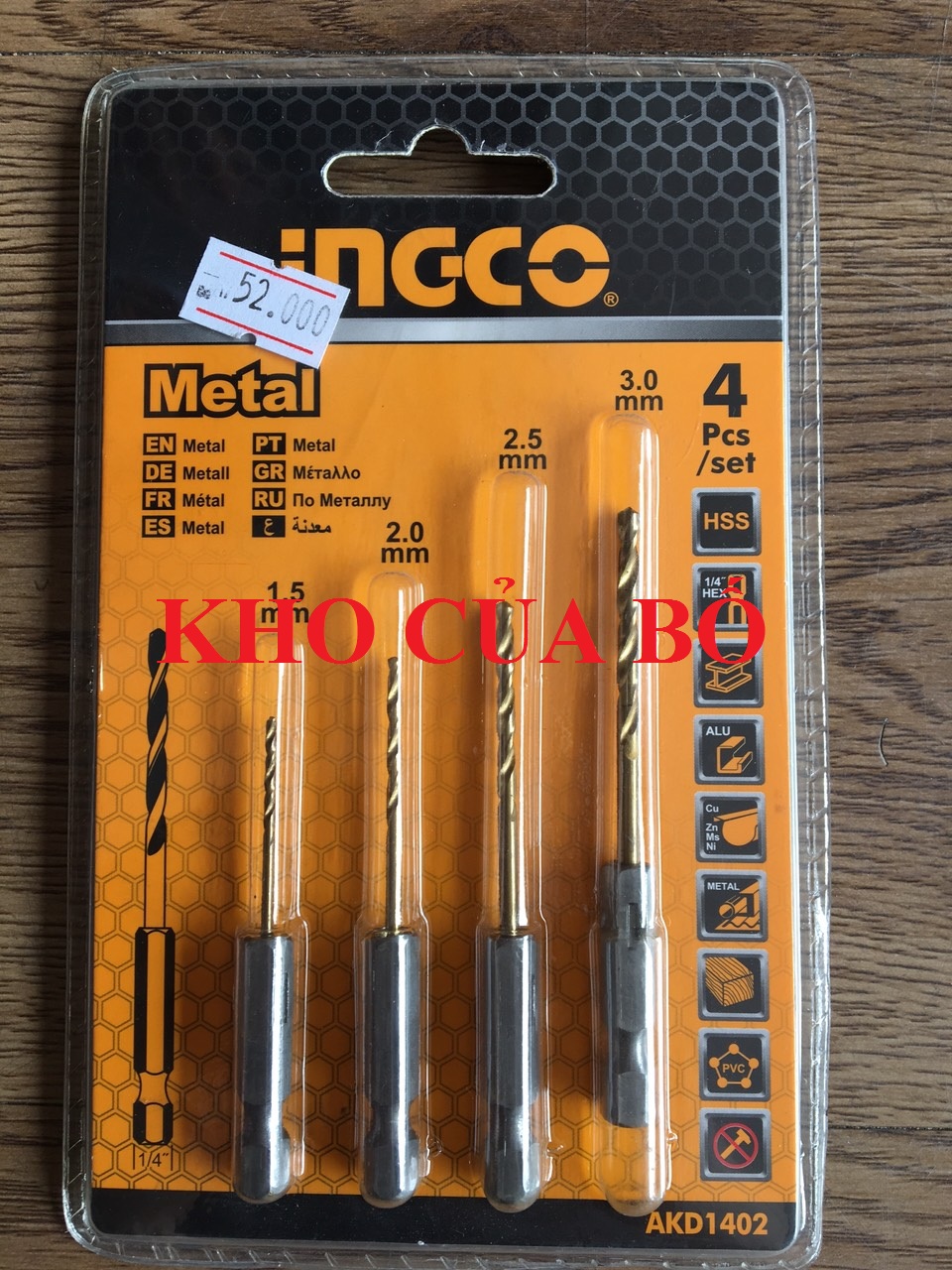 Bộ 4 mũi khoan kim loại  INGCO AKD1402