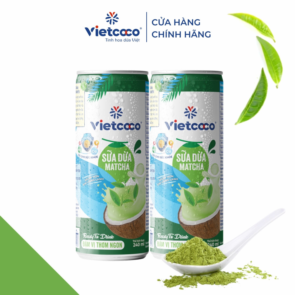 Combo 2 lon sữa dừa matcha Vietcoco 240ml