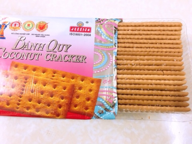 Bánh Quy Coconut Cracker Jessica Bạc Vuông (Gói 178g)