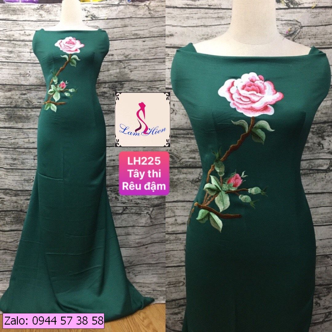 Vải áo dài lụa tây thi bông thêu LH225
