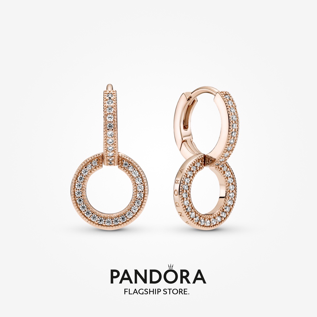 Hot 2023 Pandora Sparkling Double Hoop Earrings