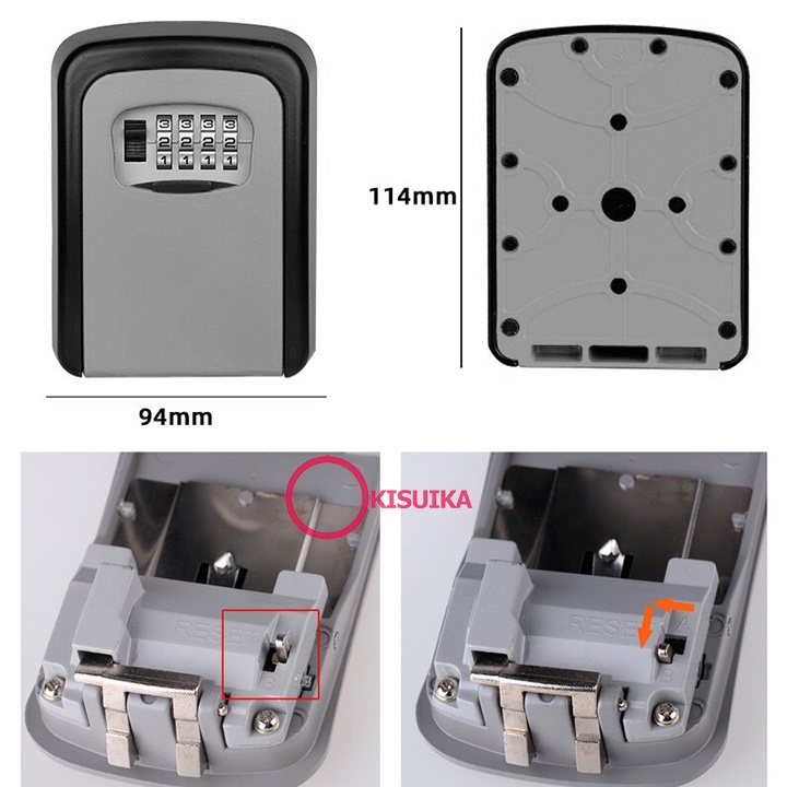 (Kim Loại) Lock Box hộp khóa két sắt mini 4 mã đựng Chìa khóa Thẻ Vật dụng cho Homestay Văn phòng Chung cư Airbnb Nhà