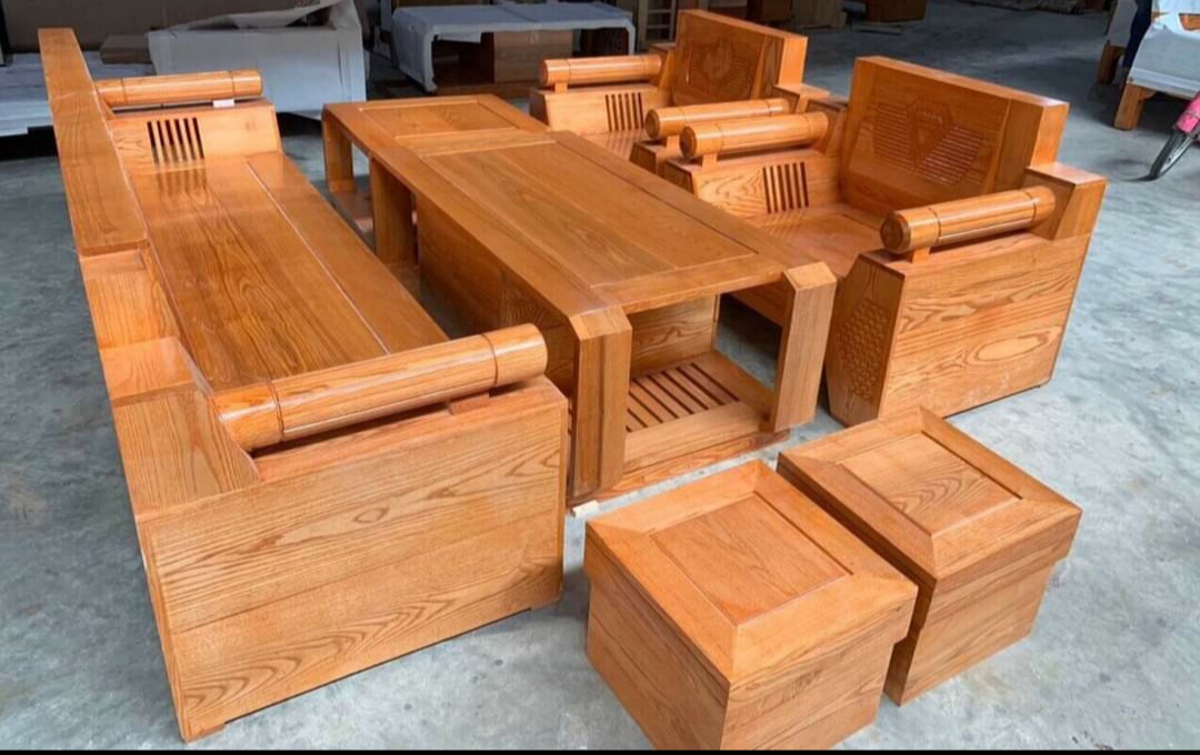 Bộ bàn ghế sofa góc hộp gỗ sồi,Sofa hộp góc L sồi Nga nn