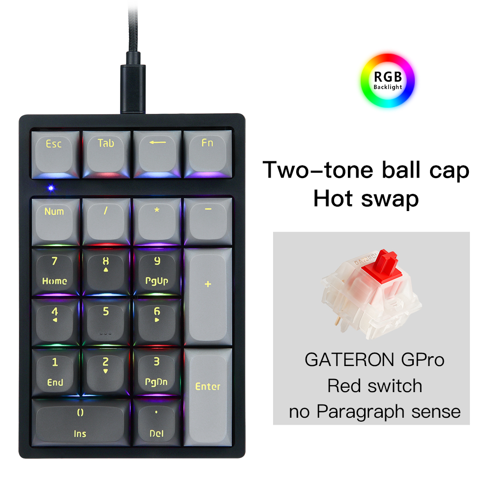 Motospeed K3 Numeric Mechanical Gaming Keyboard 21 Keys RGB Backlight With Hot Swap Custom Programming Keypad For PC Laptop
