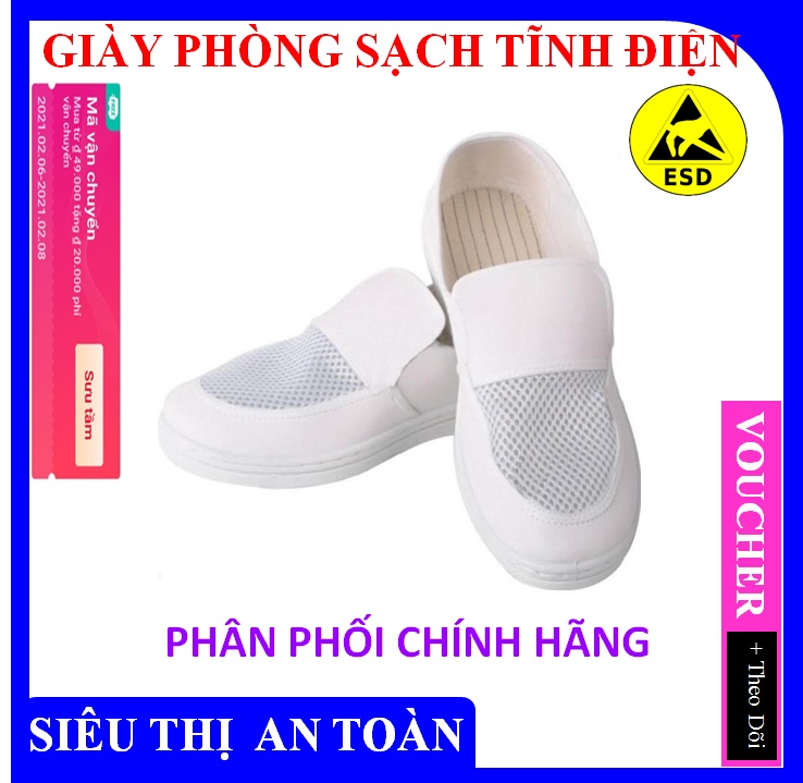 Giày lưới trắng, giày phòng sạch chống tĩnh điện (ESD) chất lượng - Phân phối chính hãng