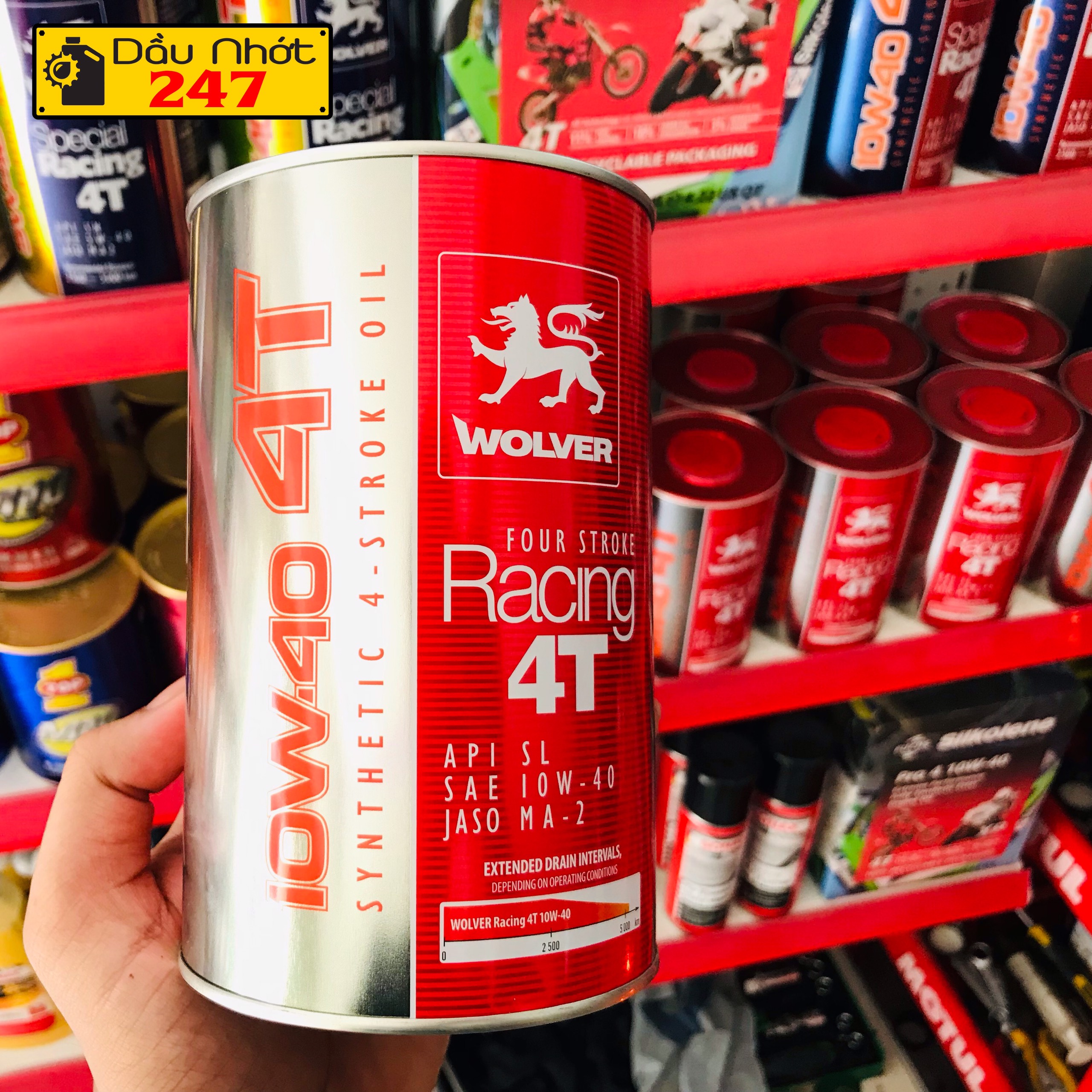 Thùng nhớt Wolver Racing 10w40 800ml