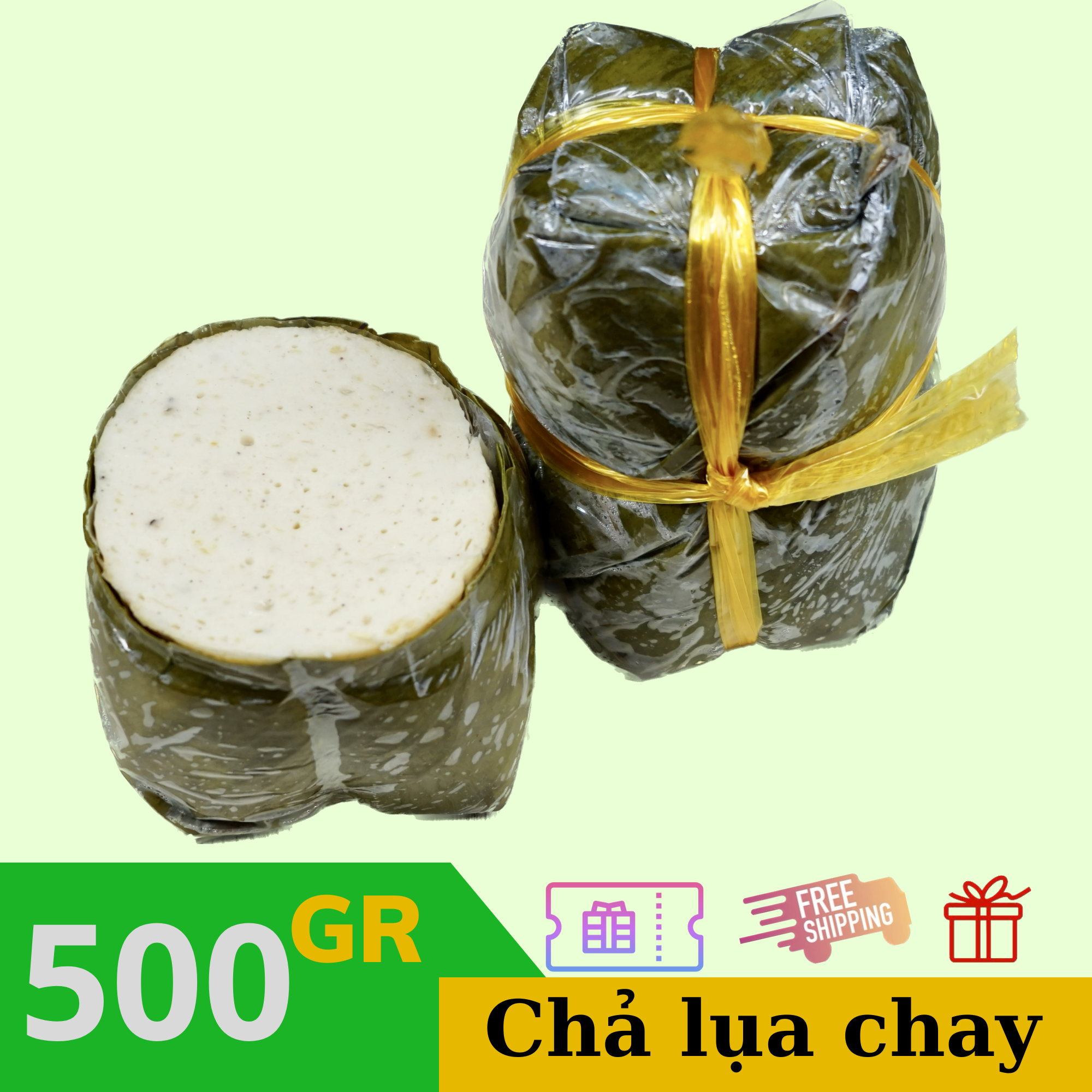 Chả lụa chay 500gram hàng đông lạnh, chả lụa chay làm từ nấm, thực phẩm chay ngon, ship hoả tốc