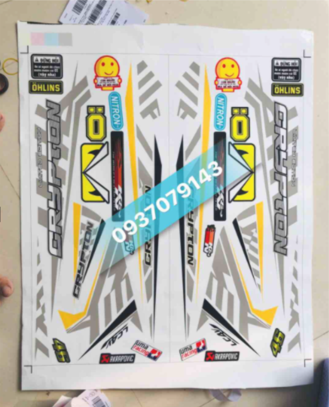 Tem rời exciter 2006 đến 2010 Crypton dán xe trắng
