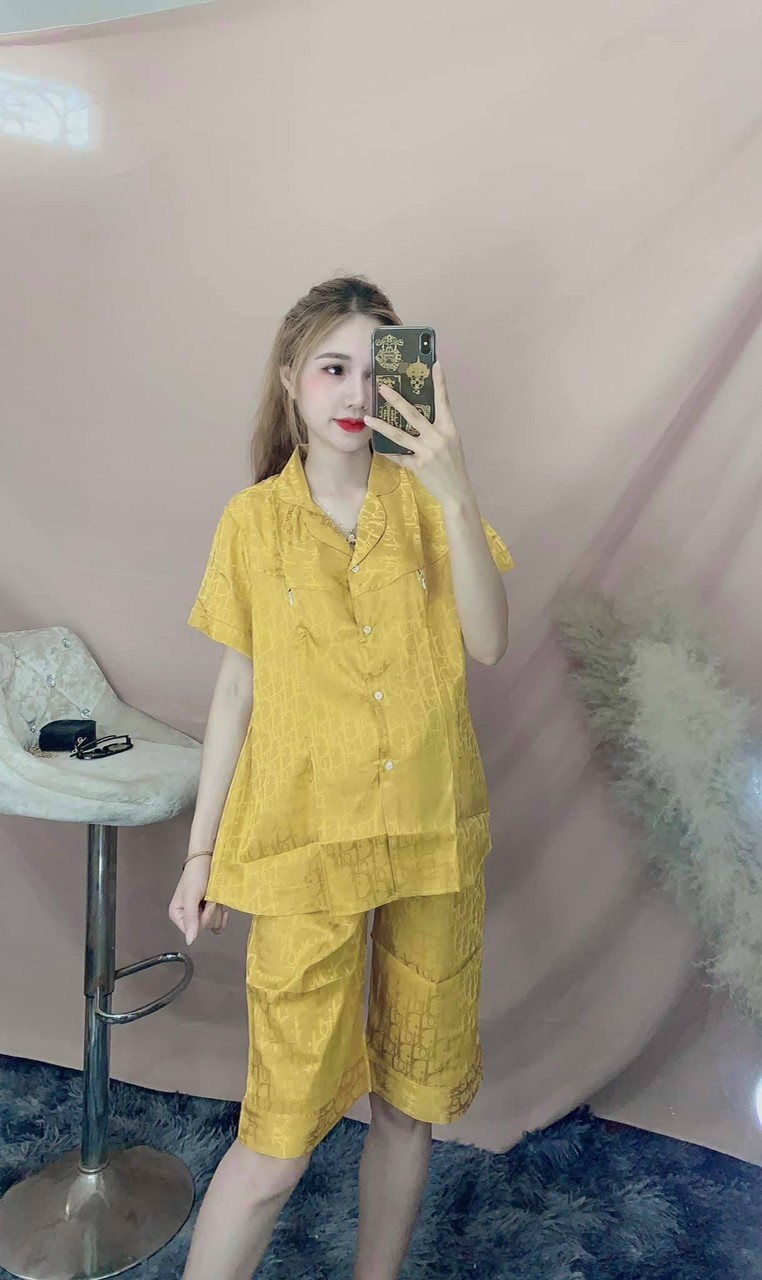 Đồ bộ bầu mùa hè chất đũi lụa mặc đi chơi ở nhà chất siêu mát