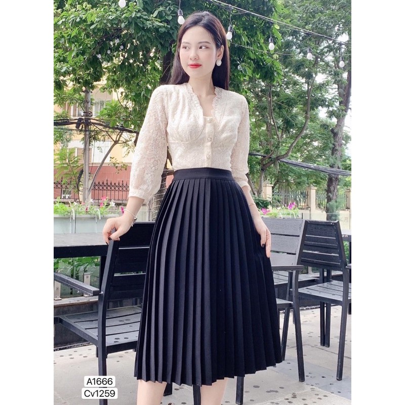 Váy dập ly dáng dài thời trang DVQ