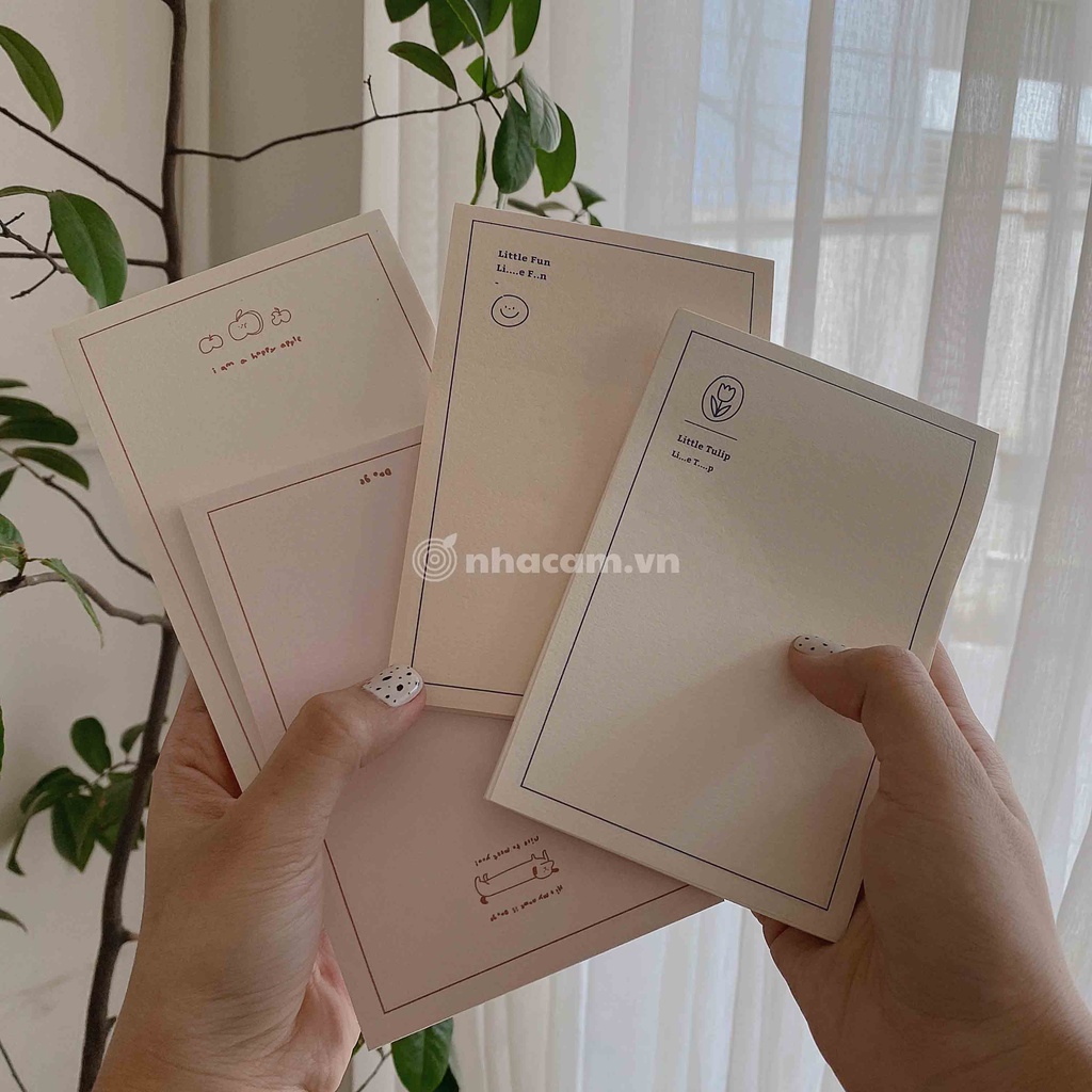 Giấy note ghi chú memo vintage 2 màu nhà cam
