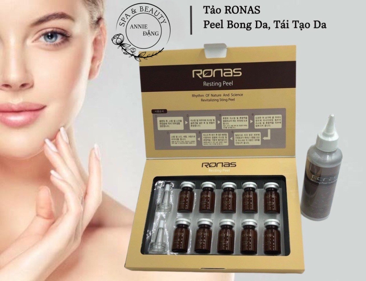 Tảo Peel Tái Tạo Da Ronas Resting Peel Solution ( set 1 lọ tảo + 20ml hoạt chất)