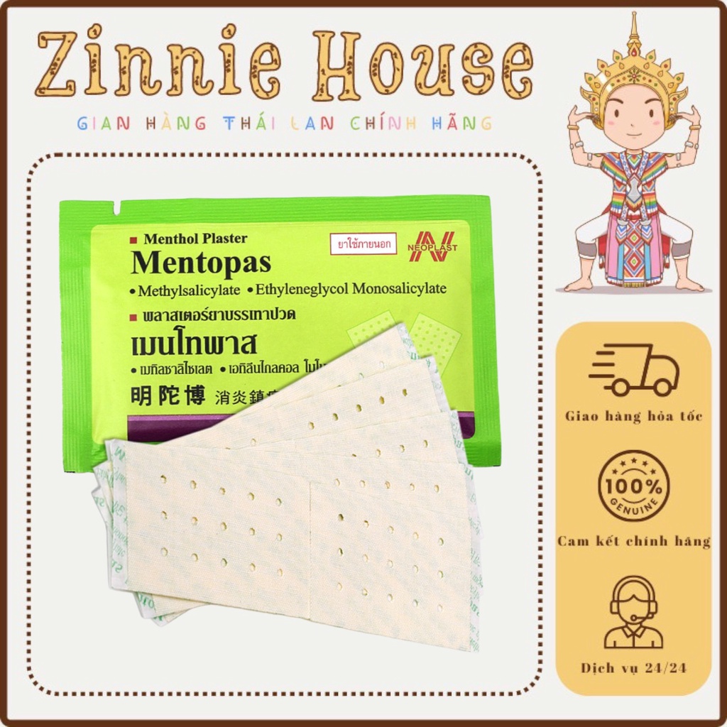 [CHÍNH HÃNG] 1 Gói 10 Miếng Cao Dán MENTOPAS Neoplast Thái Lan
