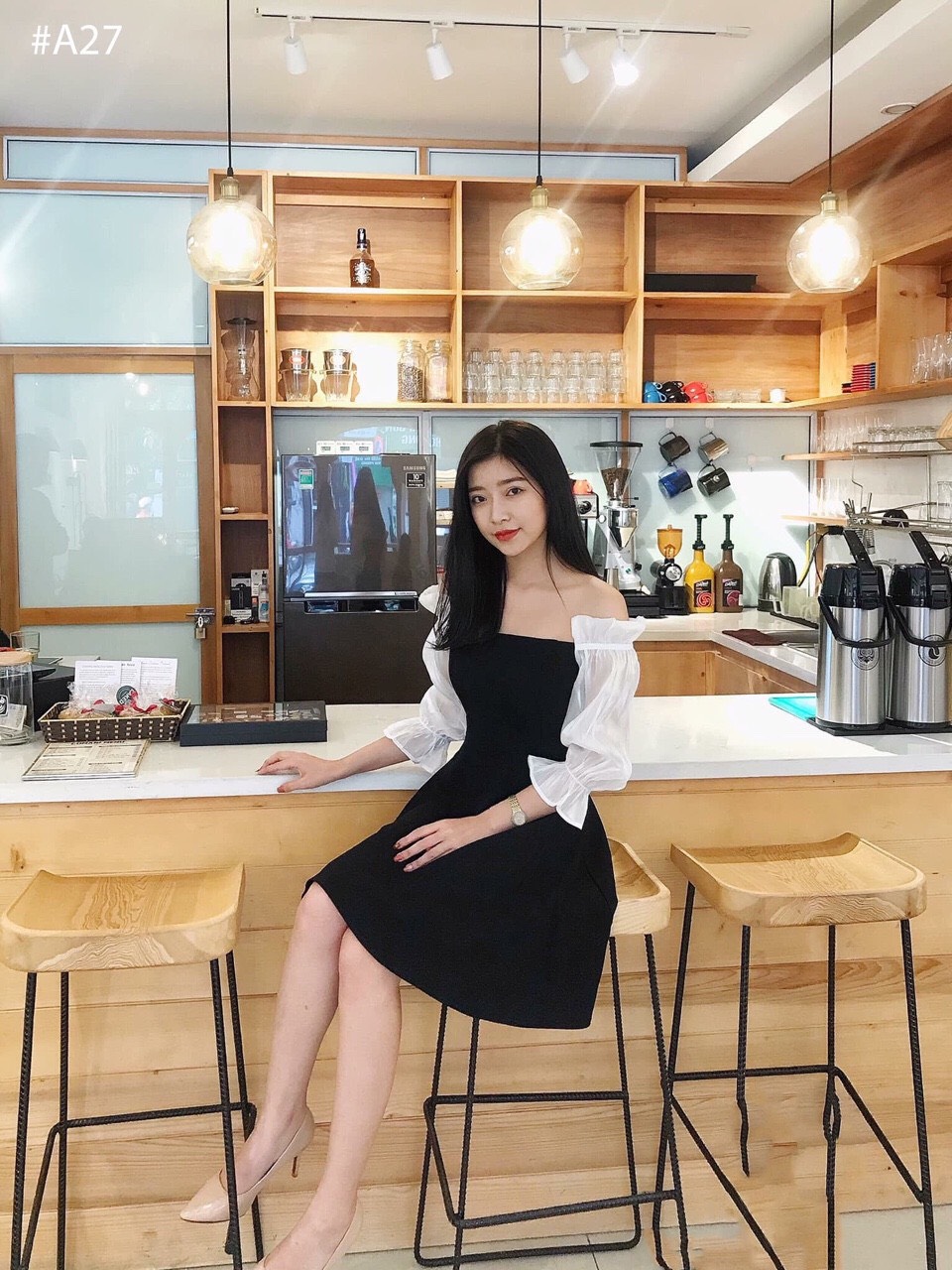 Váy Dự Tiệc, Đầm Dự Tiệc  Dáng A Trễ Vai Phối Tay Organza Trắng Xinh Xắn [Hàng cao cấp]