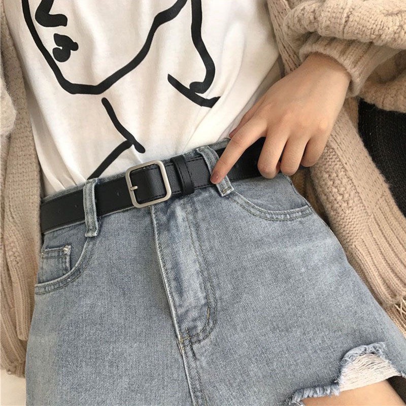 Dây nịt nữ vuông, thắt lưng da nữ đơn giản (Hỗ trợ bấm, cắt dây nịt)2.8*105cm-CA666