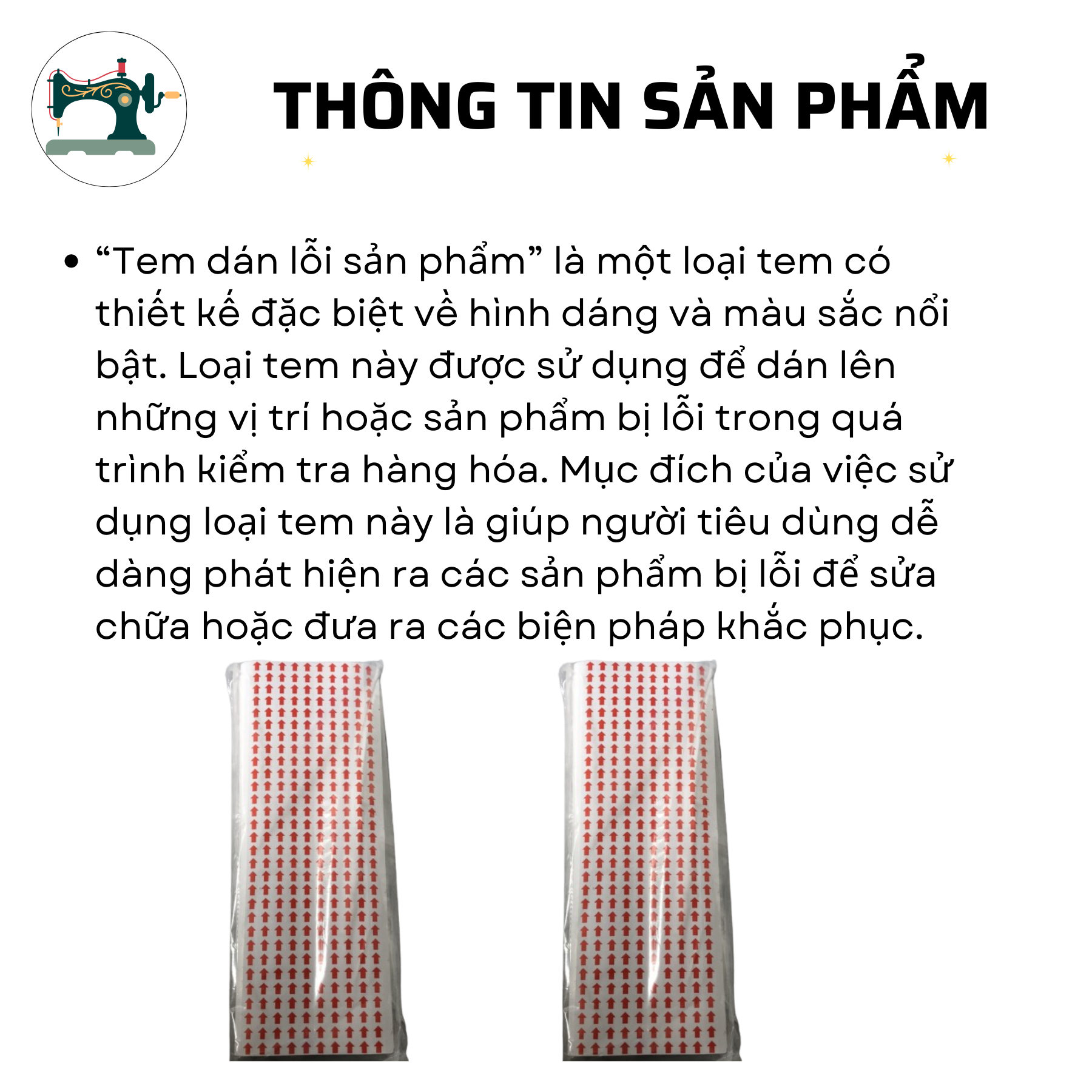 [COMBO 10 TỜ] Tem Mũi Tên Dán Lỗi Màu Đỏ Ngành May Mặc