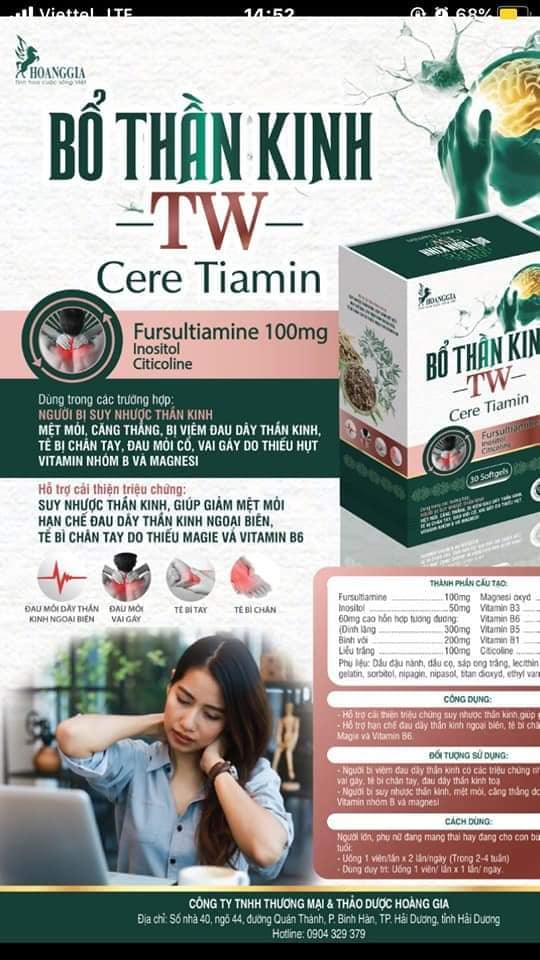 Bổ thần kinh TW Cere Tiamin