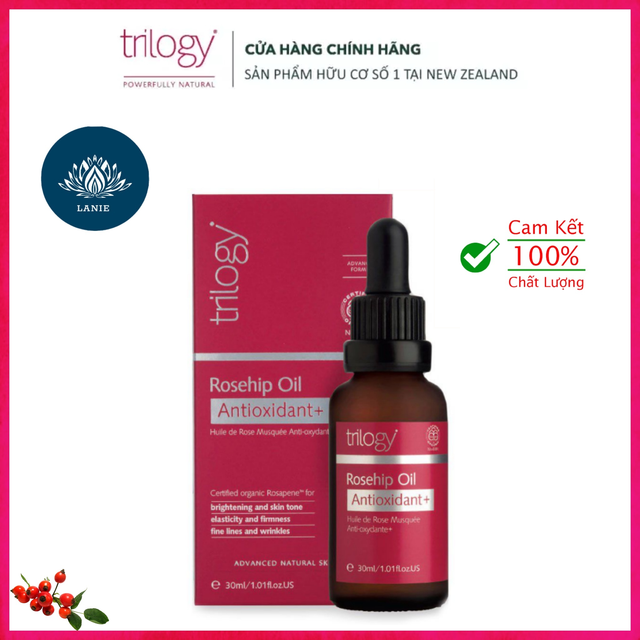Trilogy Tinh Dầu Tầm Xuân Rosehip Oil Antioxidant 30ml