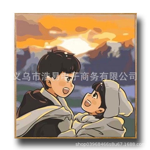 Tranh tô màu số hóa cặp đôi Size 20x20 có khung