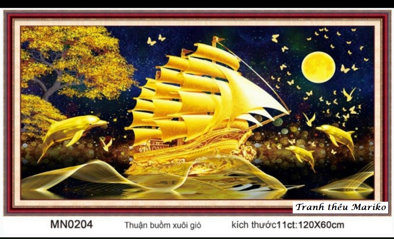 Tranh thêu kín thuận buồm xuôi gió mn0204 kích thước 120 x 60 cm