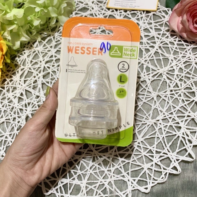 Núm vú WESSER cổ rộng/cổ hẹp đủ size cho bé yêu ( vỉ 2 cái )