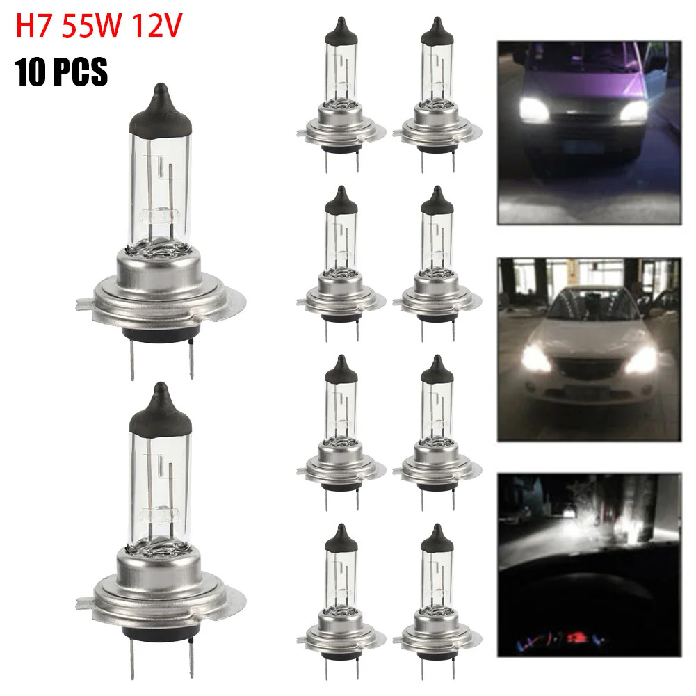 10pcs h7 55w 12v halogen đèn pha bóng đèn siêu trắng xe ánh sáng bóng đèn pha 6000k xenon khí đầy hid xe bóng đèn halogen