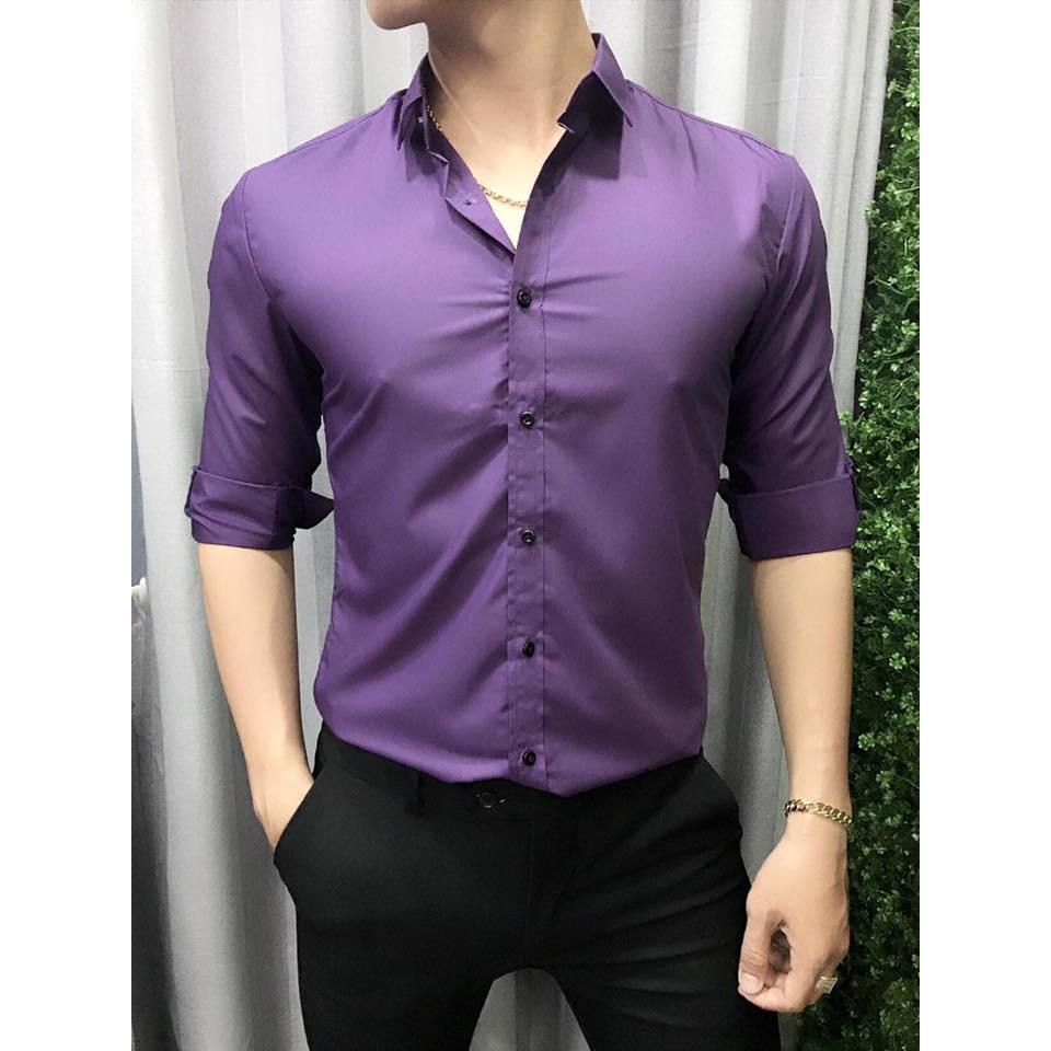 Combo 2 sản phẩm: 1 sơ mi Tím Đậm+ 1 quần âu đen