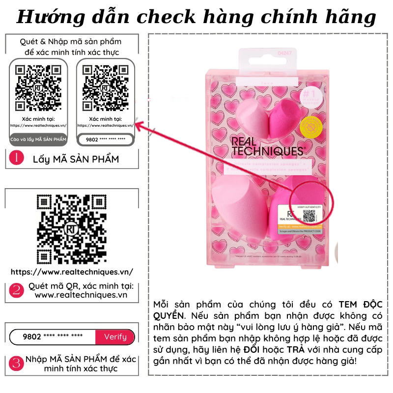 Set 4 mút hồng trái tim RT Real Techniques 4 miracle complexion sponges