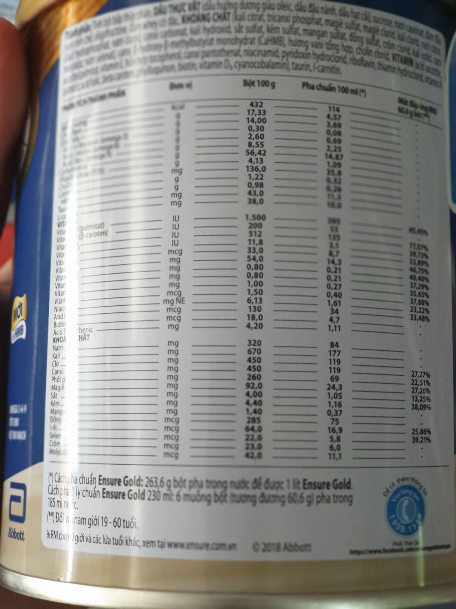 Sữa bột Ensure Vani(HMB) 400g