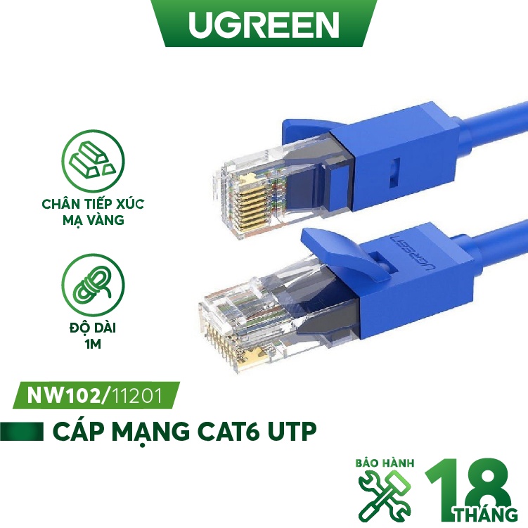 Cáp mạng đúc sẵn Cat6 1m  Ugreen 11201 cao cấp