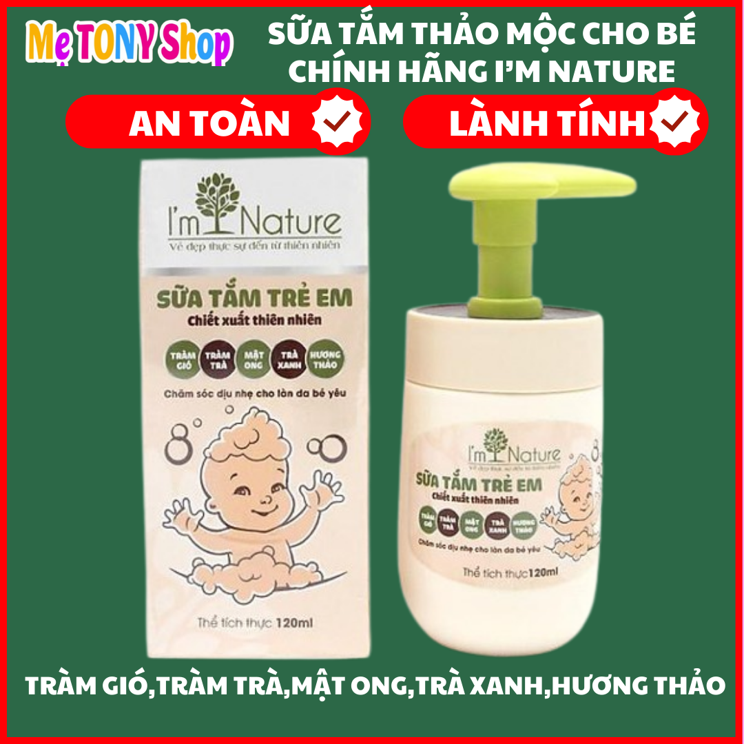 [100% Thảo Dược Thiên Nhiên] Sữa Tắm Gội Thảo Mộc Cho Trẻ Sơ Sinh 120ml (Chính Hãng I'M NATURE)