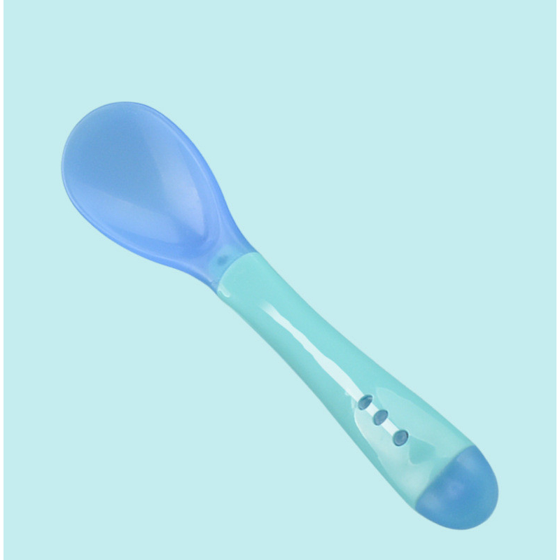 Hot silicone spoon, soft silicone feeding spoon for baby to serve good, eating