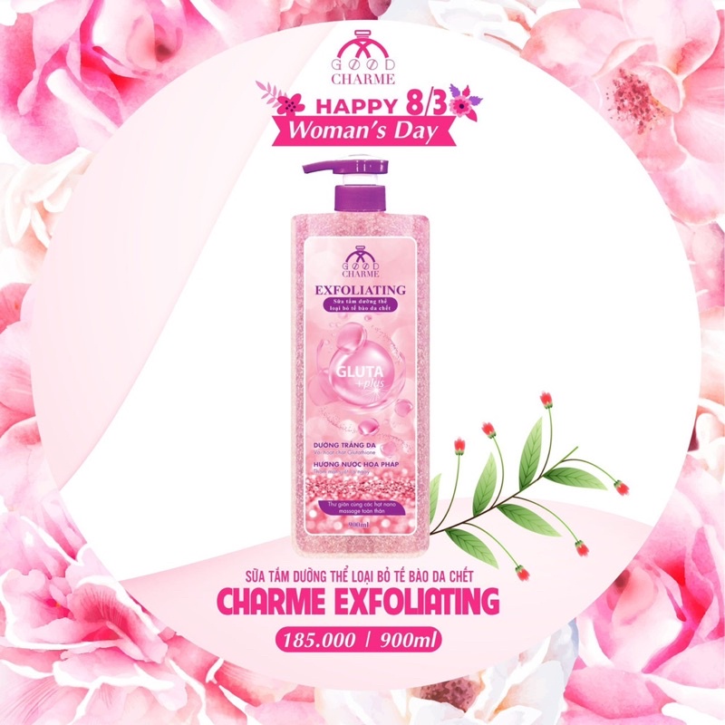 SỮA TẮM NỮ GOODCHARMEE EXFOLATING 900ML [TẶNG NƯỚC HOA 3ML]