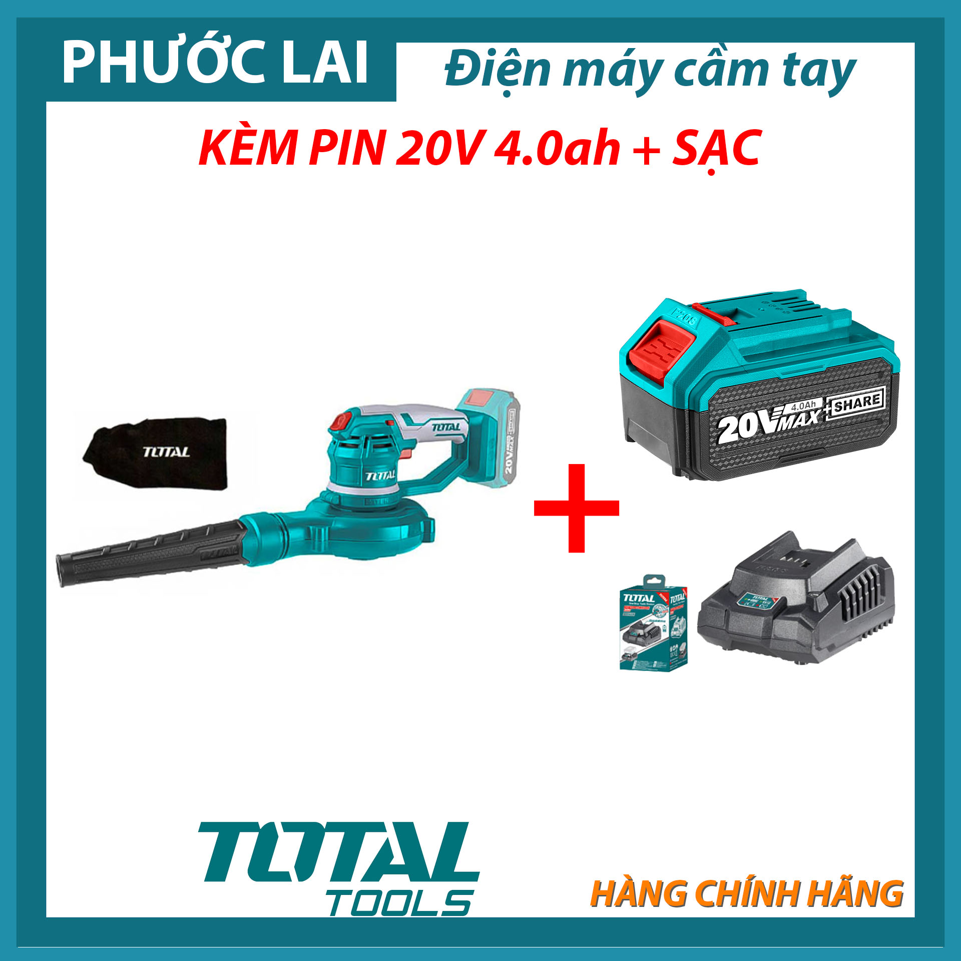 Máy thổi bụi dùng pin 20V Total TABLI2001