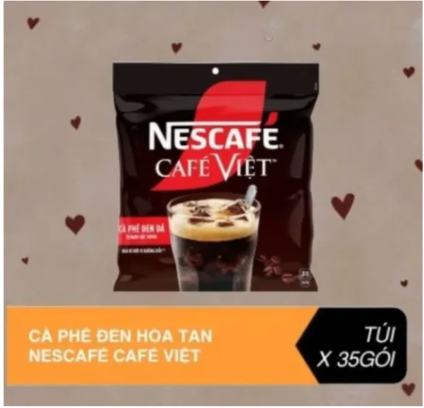 Nescafe việt đen đá bịch 35 gói x 16g - cà phê việt, cafe đen đá hòa tan date mới