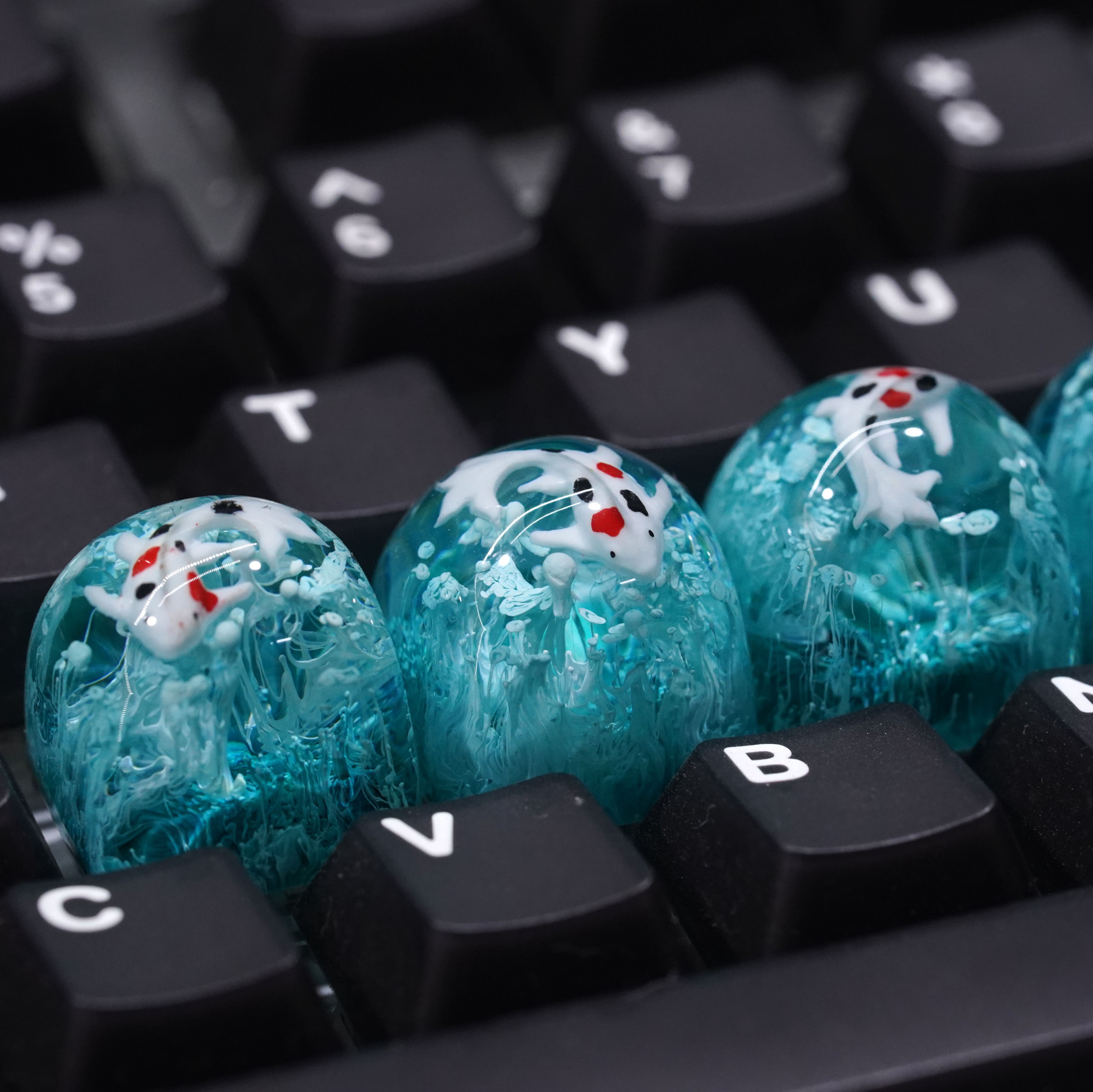 49Fzone - Keycap bàn phím cơ, Keycap artisan, Keycap cá Koi Aqua White