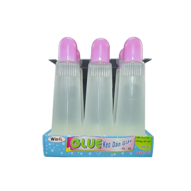 (Giá sỉ) Lốc 6 chai keo dán giấy 100ml WinQ (mã: GL-04)
