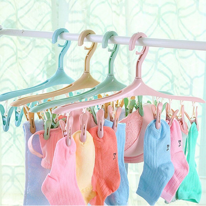 [HCM]Móc Phơi Quần Áo Phơi Tất 8 Kẹp Loại Dày Chắc Chắn, Màu sắc Đẹp