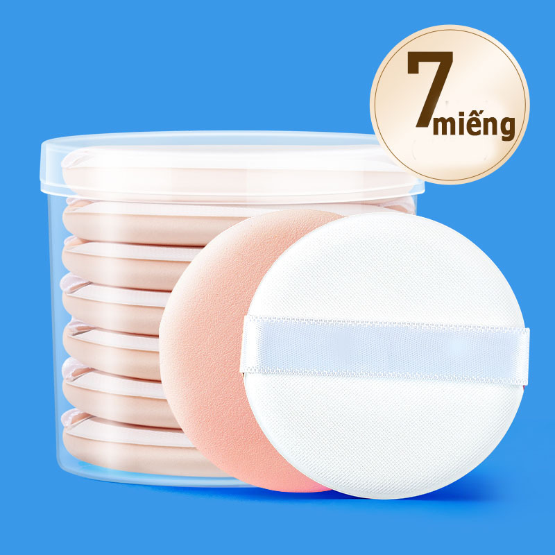 BÔNG Phấn tròn tán kem nền, phấn nước BB Cushion Hàn Quốc ,tán kem có dây đeo (SET 7 bông mút tròn tán kem ,phấn )
