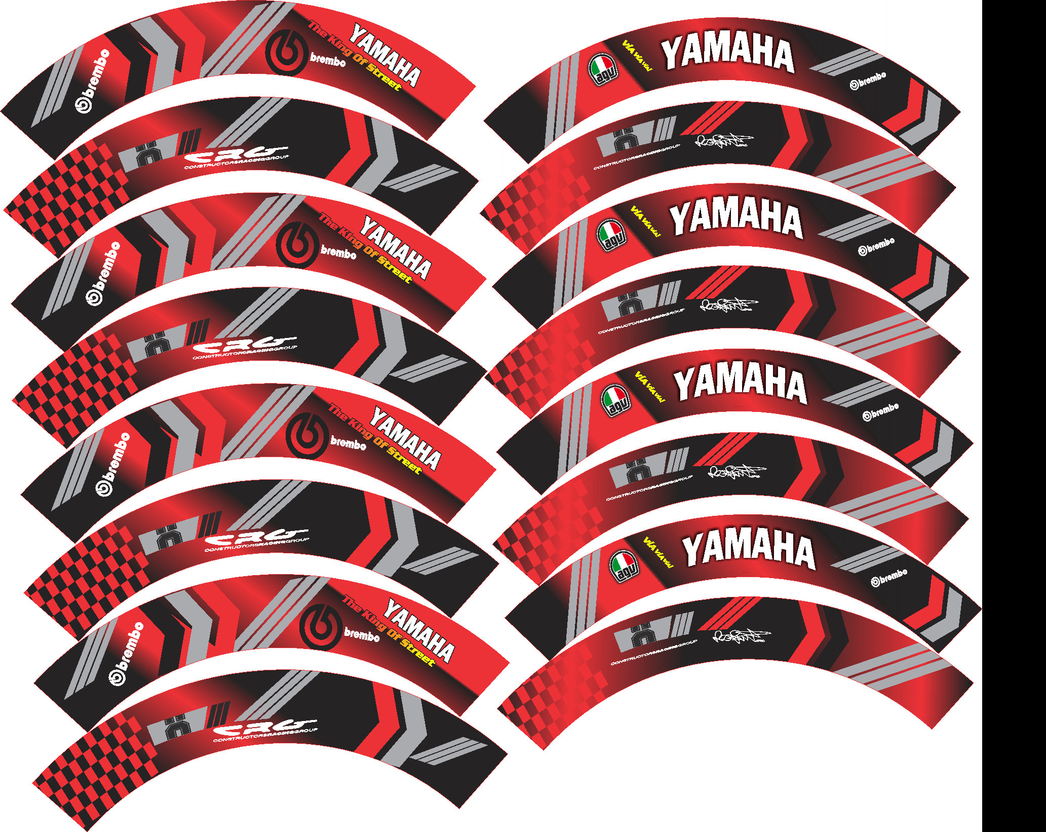 Tem dán vành mọi loại xe màu đỏ đen, tem mâm xe decal trùm vành xe máy 16 miếng full 2 bánh trước sau. Tem dán vành xe máy, mâm xe máy, decal dán vành xe máy
