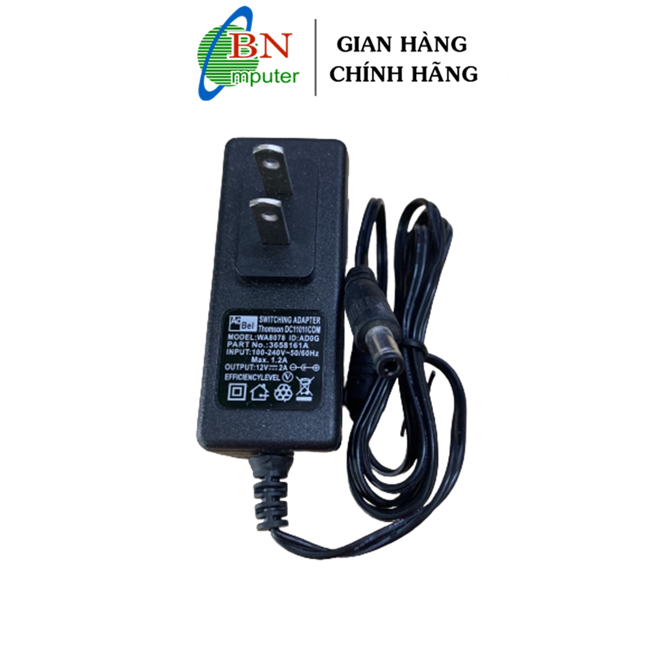 Nguồn camera Acbel 12V-2A màu đen, cấp nguồn cho camera