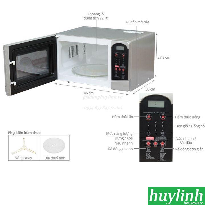 [HCM]Lò vi sóng điện tử Sharp R-25D1(S)VN - 22 lít - Thái Lan
