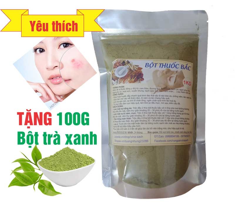 500G Bột Thuốc Bắc (Thải độc, trị nám mụn, trắng da) - Tặng 100G Bột trà xanh giá rẻ