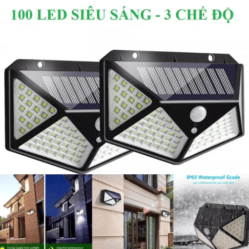 Đèn LED Solar 100 LED cảm biến