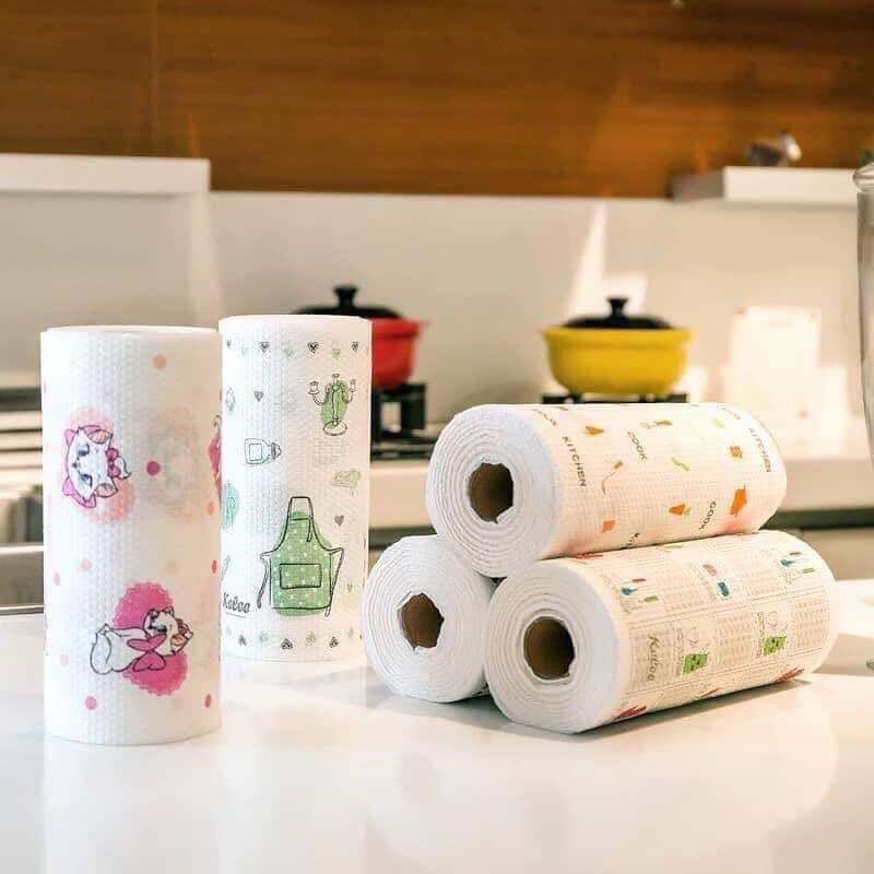 Giấy Cuộn Lau Đa Năng Nhà Bếp Hoa Mẫu Mới
